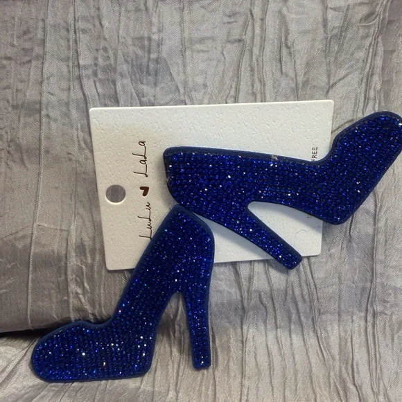Blue Glitter Women's Shoe earrings - Picture 3 of 4